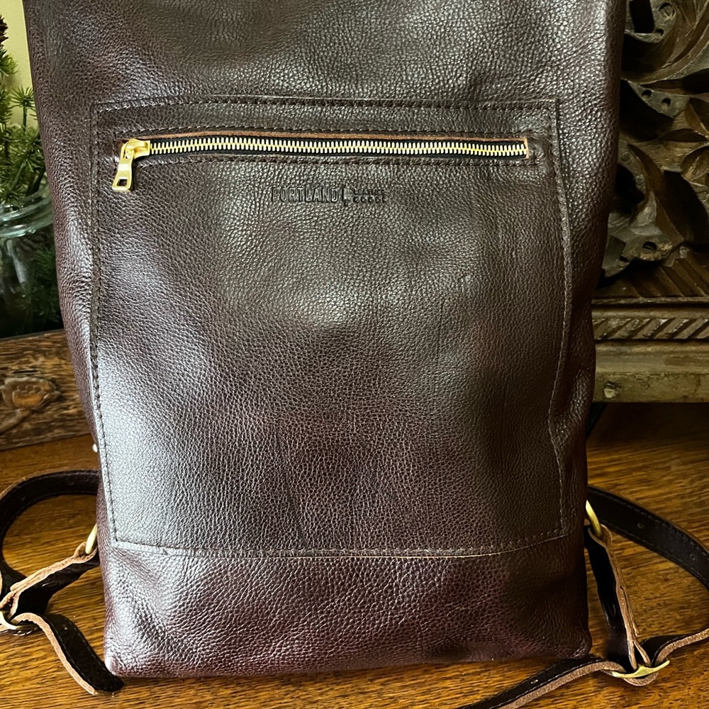 Portland Leather Coldbrew (Dark Brown) Pebbled Leather Backpack with Zip